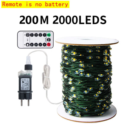 10-200M LED String Lights Fairy Green Wire Outdoor Christmas Light