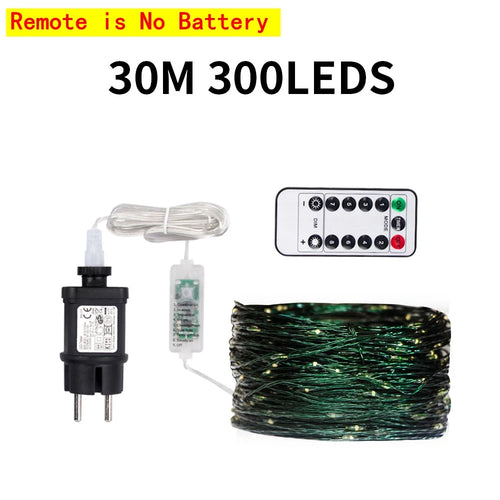 10-200M LED String Lights Fairy Green Wire Outdoor Christmas Light