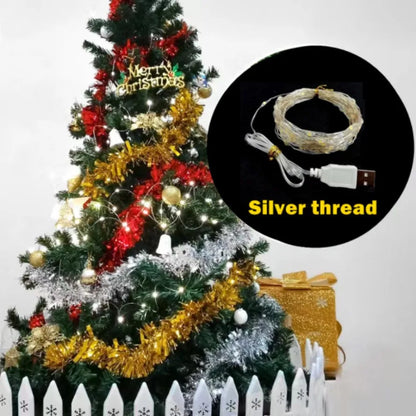 1m/10m/20m LED USB String Lights Copper Silver Wire Garland Light