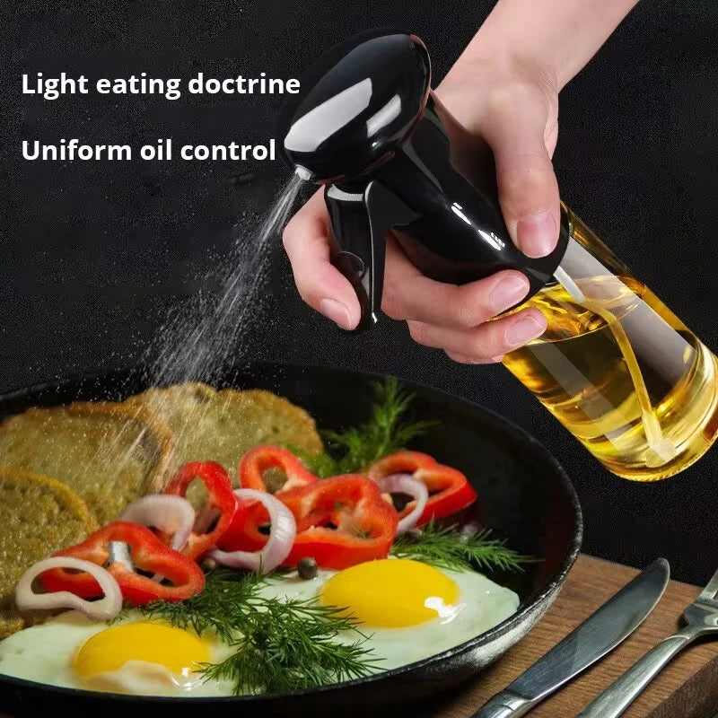 1pc Black Kitchen Oil Bottle Cooking Oil Spray 200ml Pneumatic Spray